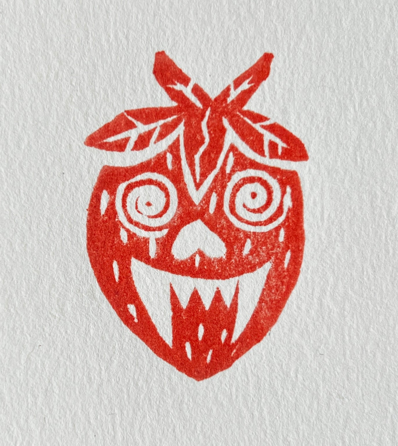 Deranged Strawberry - red on textured grey