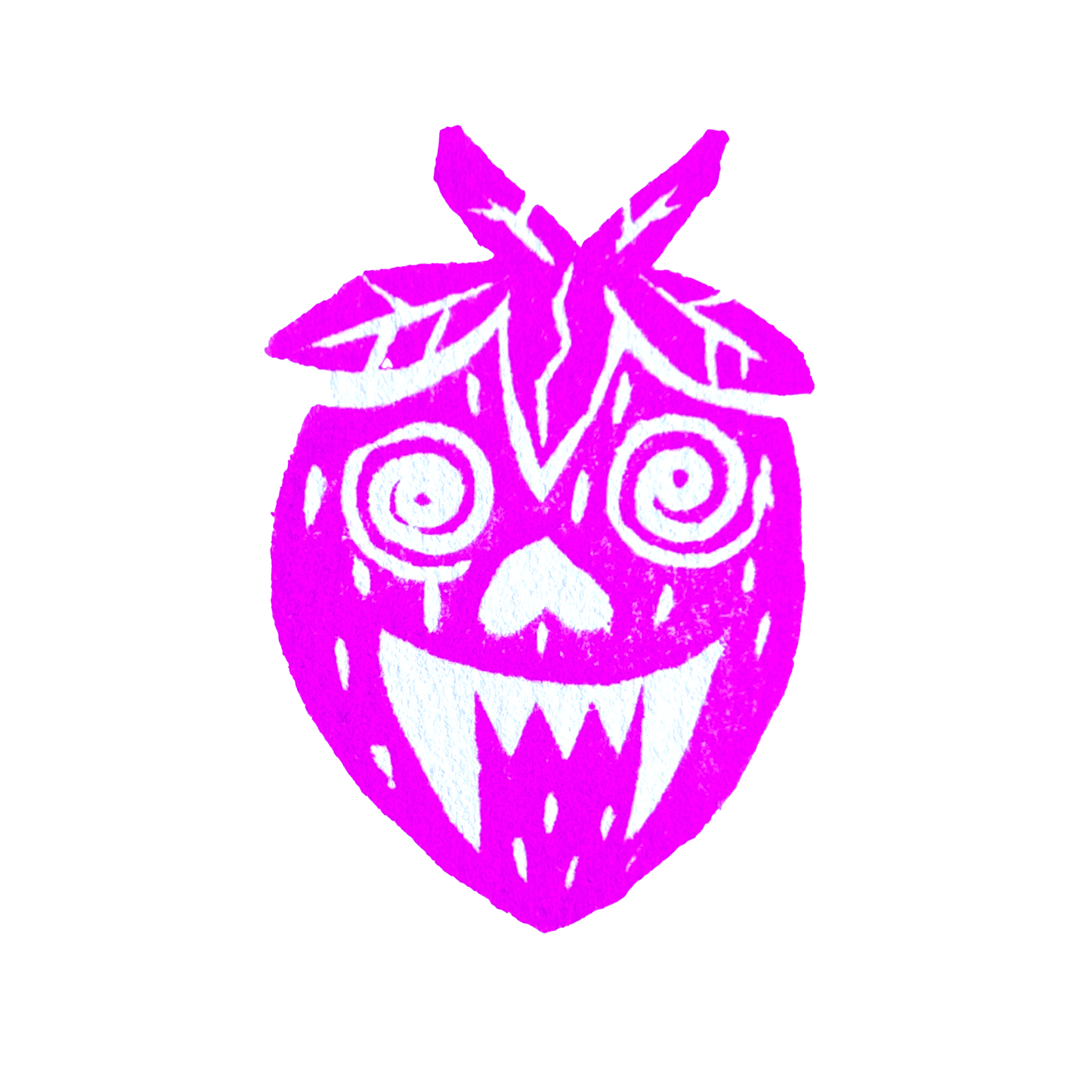 Deranged Strawberry - hot pink on clear