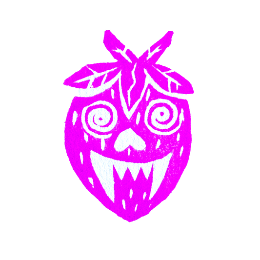 Deranged Strawberry - hot pink on clear
